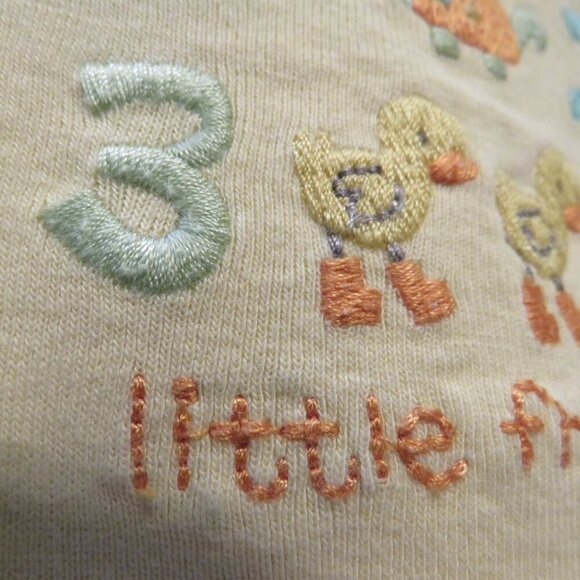 Baby Adding Little Friends Yellow Embroidered bodysuit 100% cotton pond animals - Picture 7 of 8